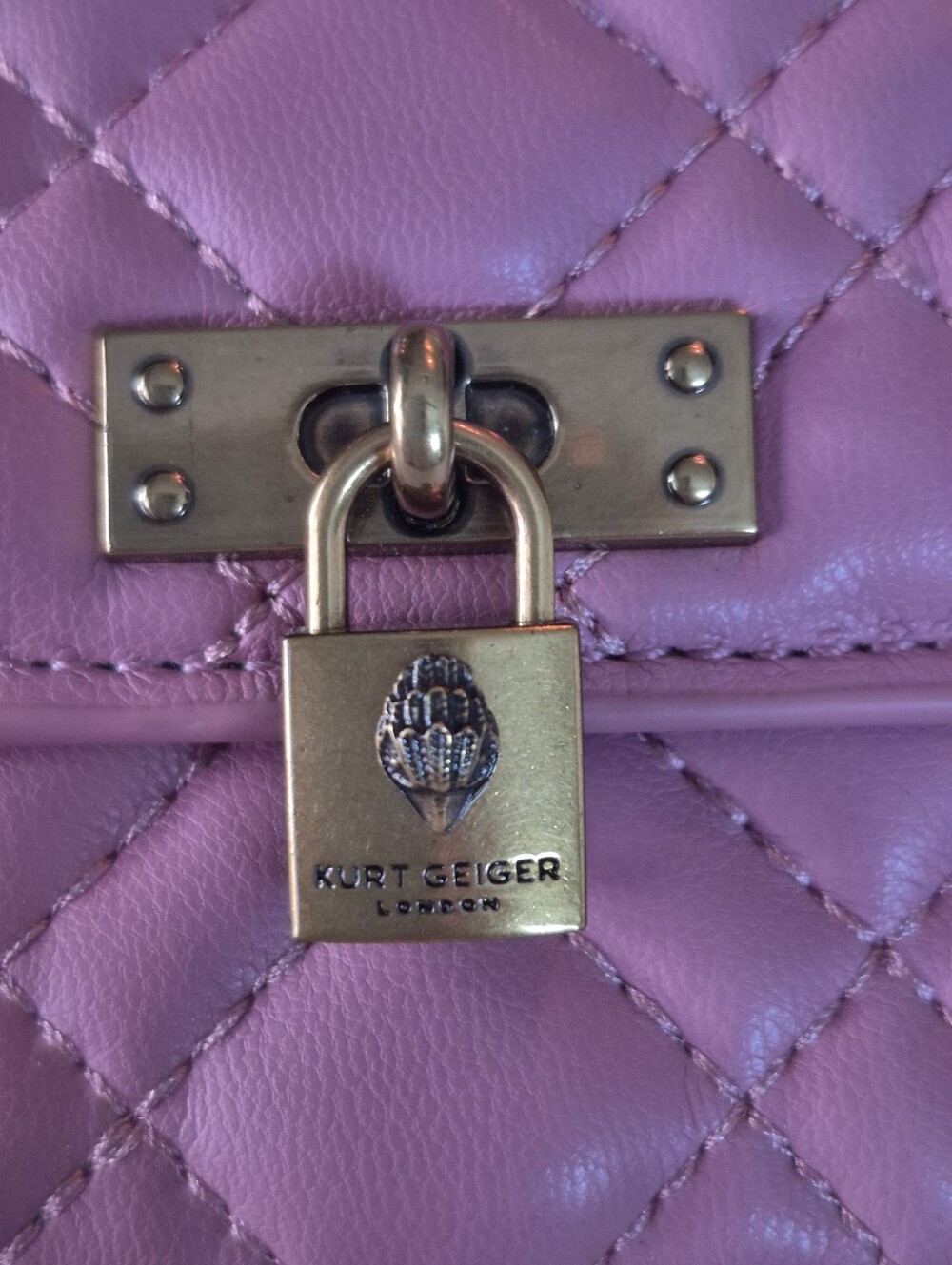 Kurt Geiger London Micro Brixton Shoulder Bag Pink Quilted Crossbody Chain Strap - Picture 7 of 14